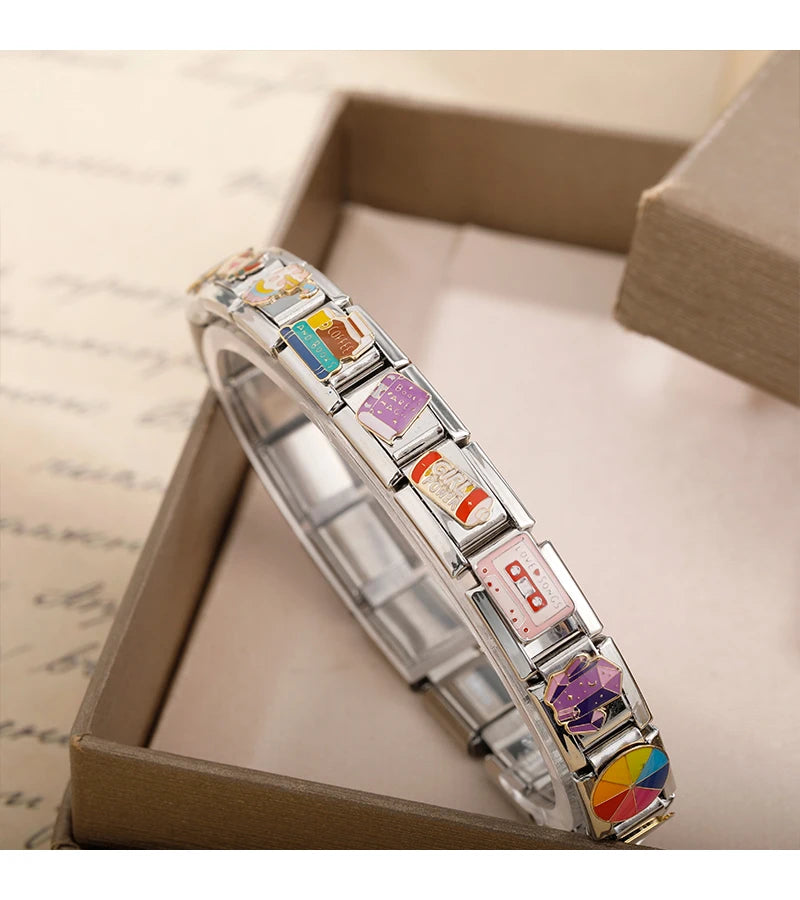Hapiship 2024, regalo para mujer, libro de café fresco, abalorios italianos, cuentas de eslabones aptas para pulsera de acero inoxidable de 9mm, joyería DJ1349-A