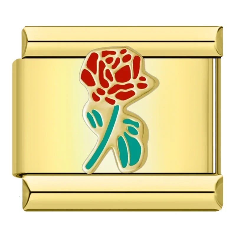 Hapiship moda flor cereza corazón Kiss Me pimienta dorado italiano encanto enlaces ajuste 9mm pulsera Envío Directo joyería DJ1373-B
