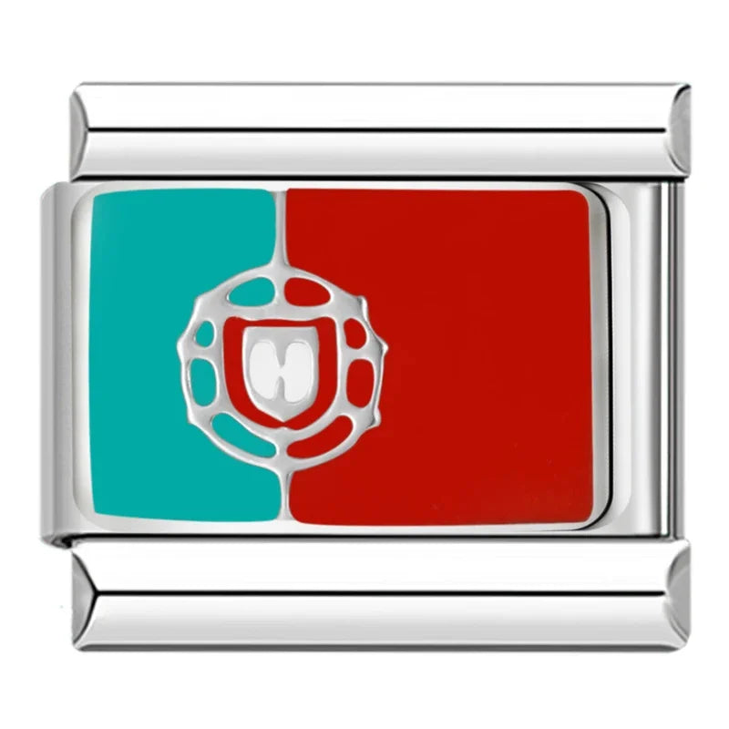Hapiship-abalorio italiano con bandera nacional del mundo, Margarita Original, compatible con pulsera de 9mm, fabricación de joyas de acero inoxidable DJ046
