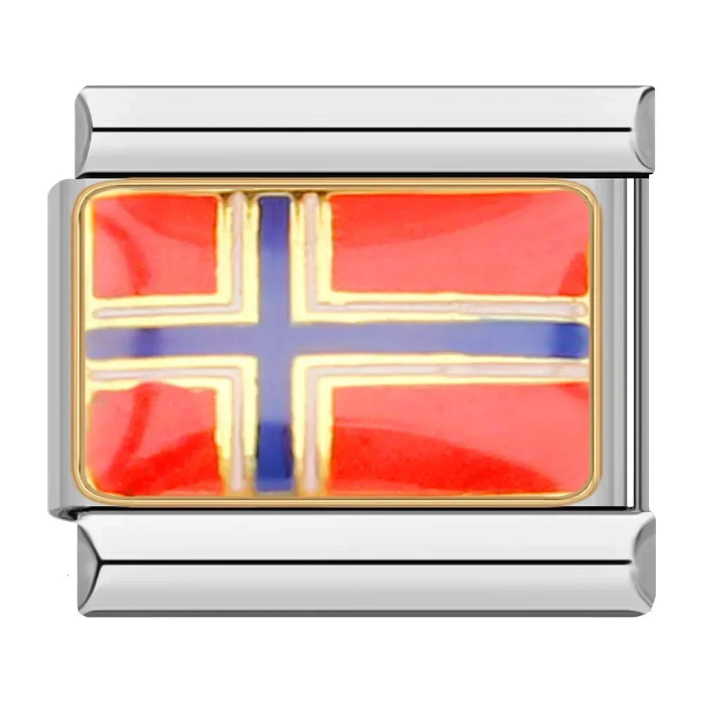 Hapiship-abalorio italiano con bandera nacional del mundo, Margarita Original, compatible con pulsera de 9mm, fabricación de joyas de acero inoxidable DJ046