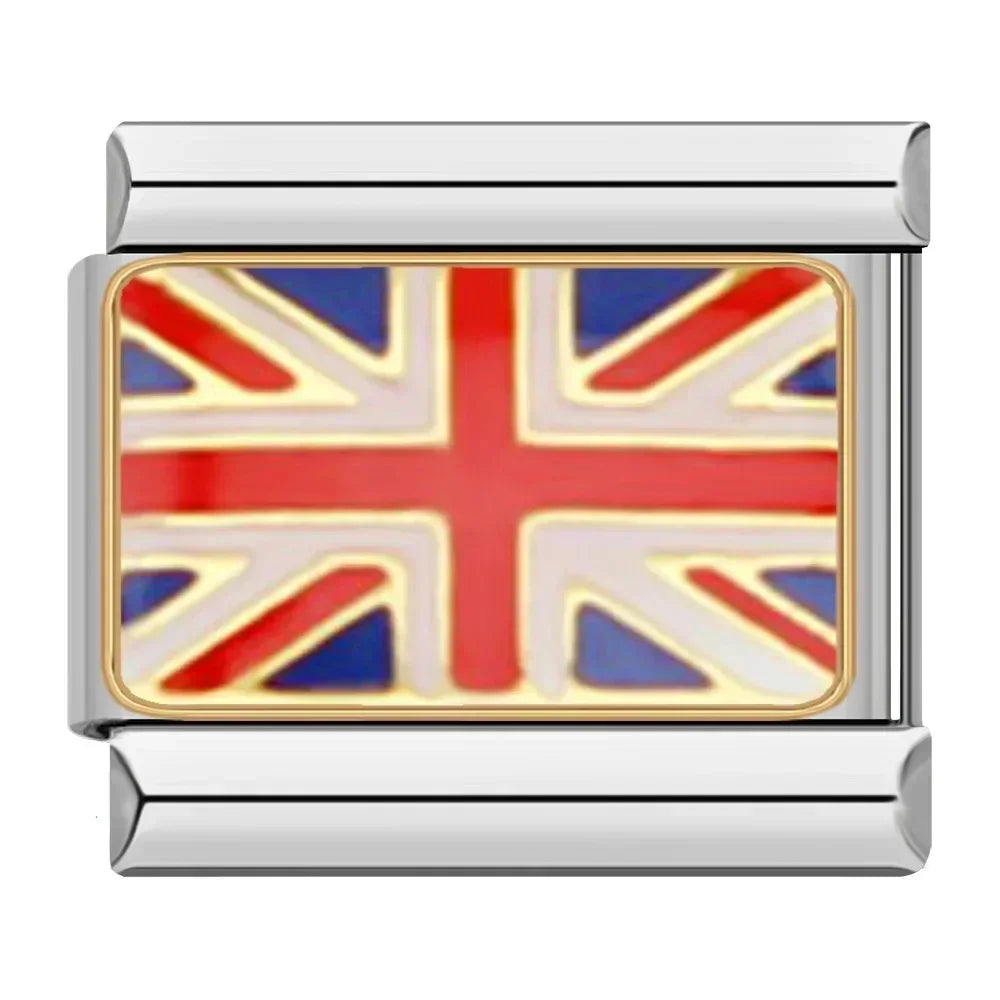 Hapiship-abalorio italiano con bandera nacional del mundo, Margarita Original, compatible con pulsera de 9mm, fabricación de joyas de acero inoxidable DJ046