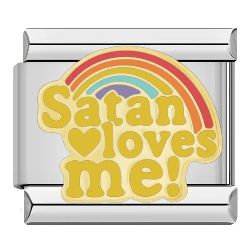 Hapiship 2024 New Women Hey Goals Love Story No Bad Vibes Charms Links Fit 9mm Bracelet Stainless Steel DIY Jewelry DJ1154