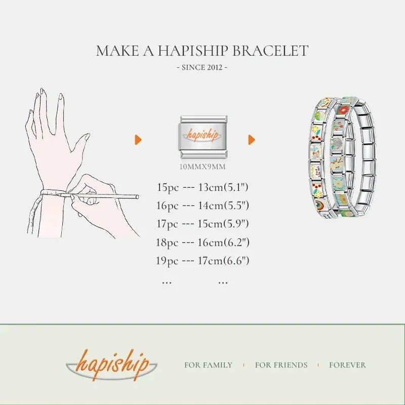 Hapiship Wholesale Fashion Women 7 Heart Jesus Italian Charms Links Fit 9mm Bracelet Stainless Steel DIY Jewelry DJ1544