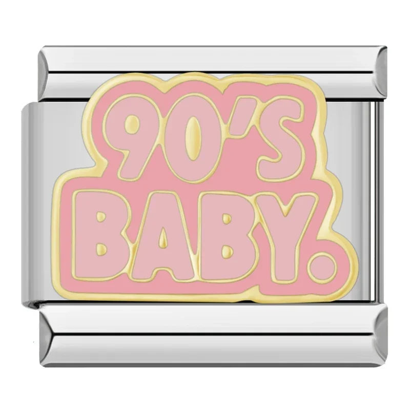 Hapiship 2024 nuevas mujeres Hey Goals Love Story No Bad Vibes Charms Links Fit 9mm pulsera de acero inoxidable joyería DIY DJ1154