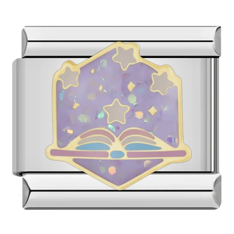 Hapiship 2024 Women's Gift Cool Coffee Book Italian Charms Links Beads Fit 9mm Stainless Steel Bracelet Making Jewelry DJ1349-A