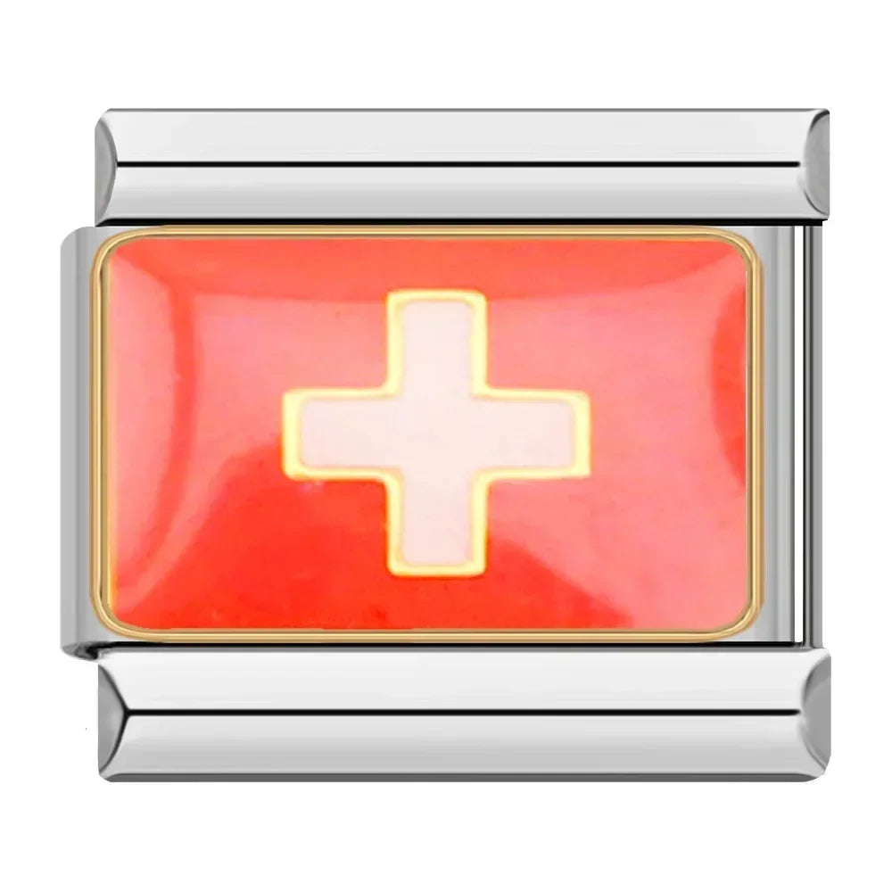 Hapiship-abalorio italiano con bandera nacional del mundo, Margarita Original, compatible con pulsera de 9mm, fabricación de joyas de acero inoxidable DJ046