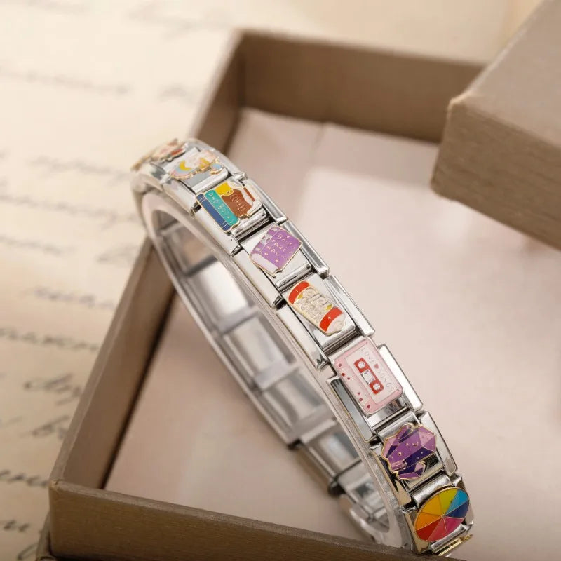 Hapiship 2024, regalo para mujer, libro de café fresco, abalorios italianos, cuentas de eslabones aptas para pulsera de acero inoxidable de 9mm, joyería DJ1349-A